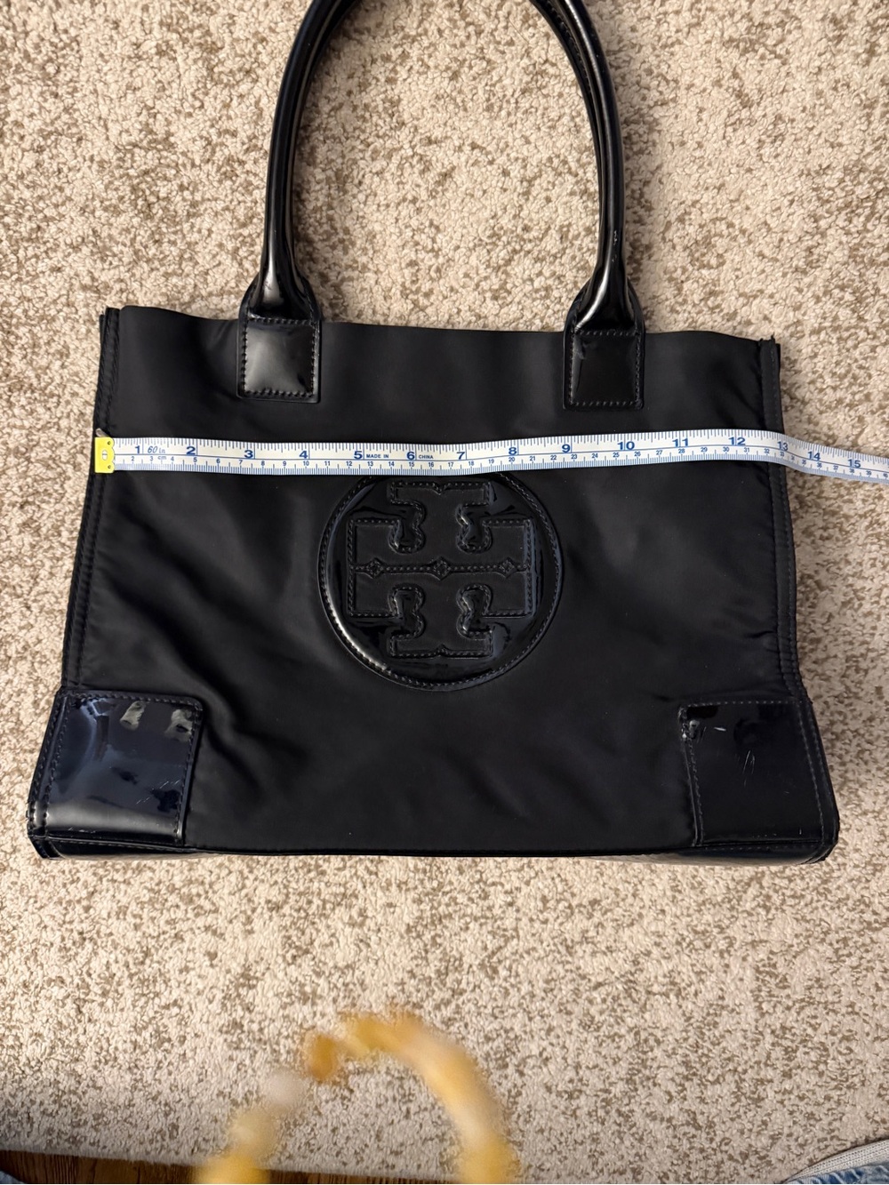 Tory Burch Black Nylon Tote with Patent Logo - Picture 6 of 8